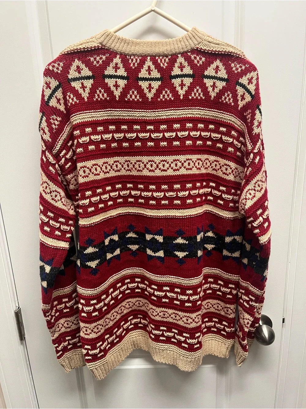 Vintage Structure chunky fair aisle, geometric knit pullover sweater 90’s SZ S